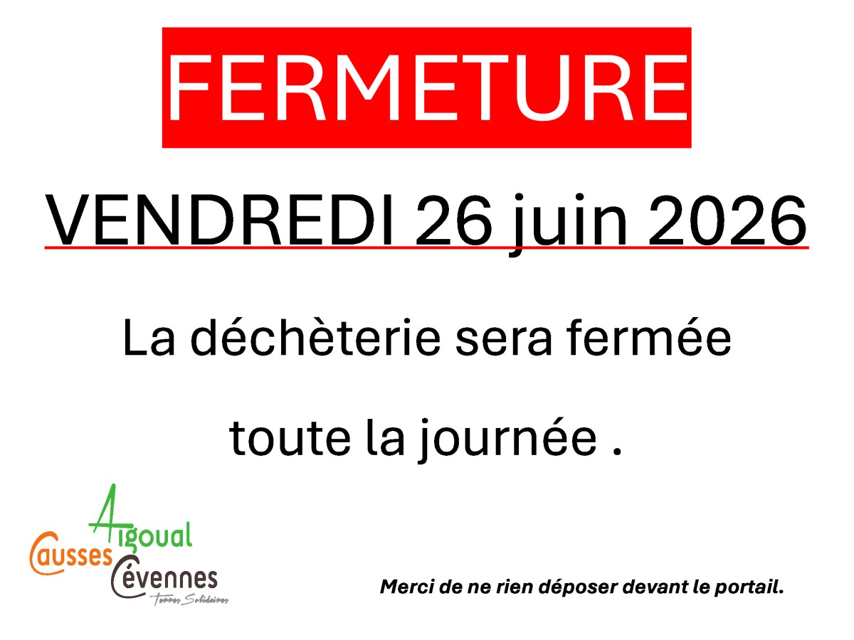 Fermeture exceptionnelle des déchéteries le vendredi 26 juin 2026