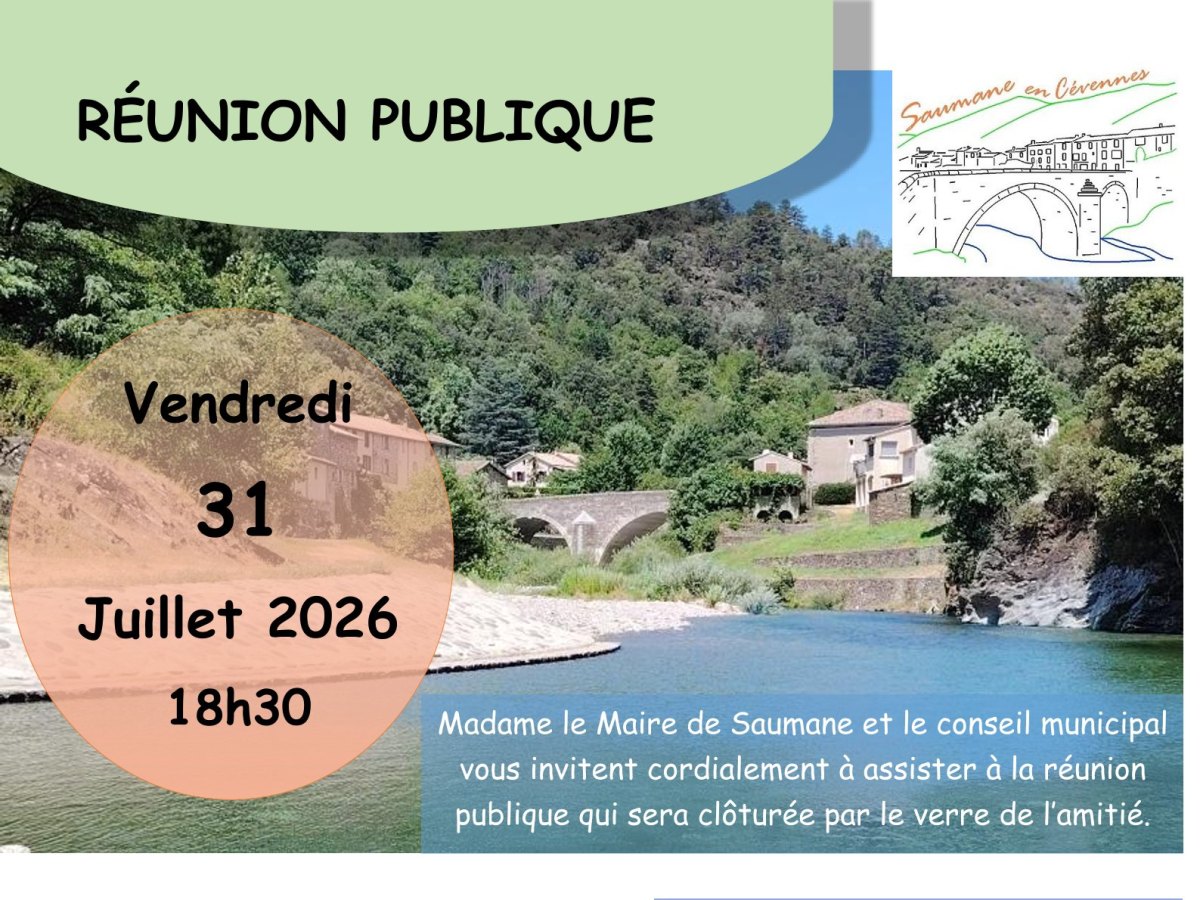 Réunion publique le vendredi 31 juillet 2026 à 18h30