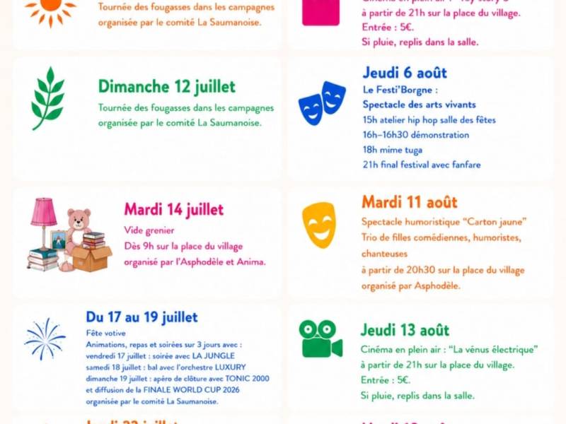 Programme de l&rsquo;été 2026 !