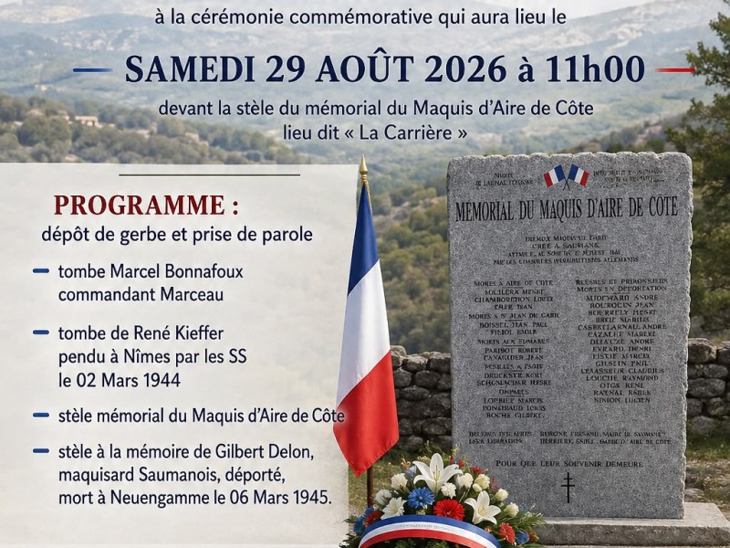 Cérémonie de commémoration du Maquis d&rsquo;Aire de Côte